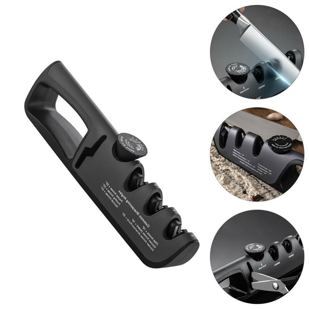 Knife Sharpener 4 in 1 Kitchen Honing Steel Adjustable Blade Sharpening Tool Polish Blades