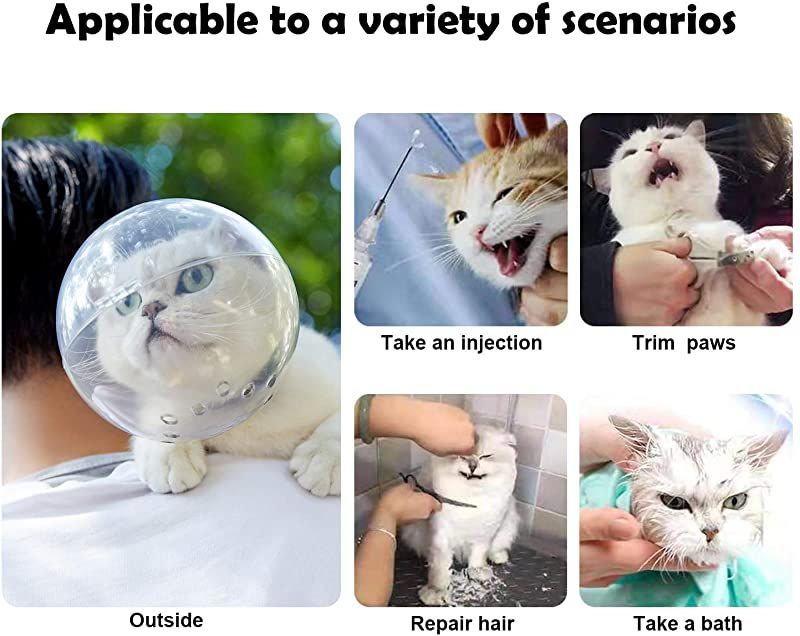 Cat Hood Ball Shaped Anti Bite Muzzle Breathable Anti Licking Mask Head Protective Cover