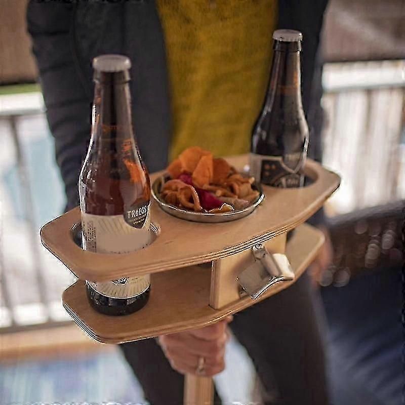 Outdoor Beers Wine Table Collapsible Wooden Portable Table Beers Lover Gift With Foldable Desktop-
