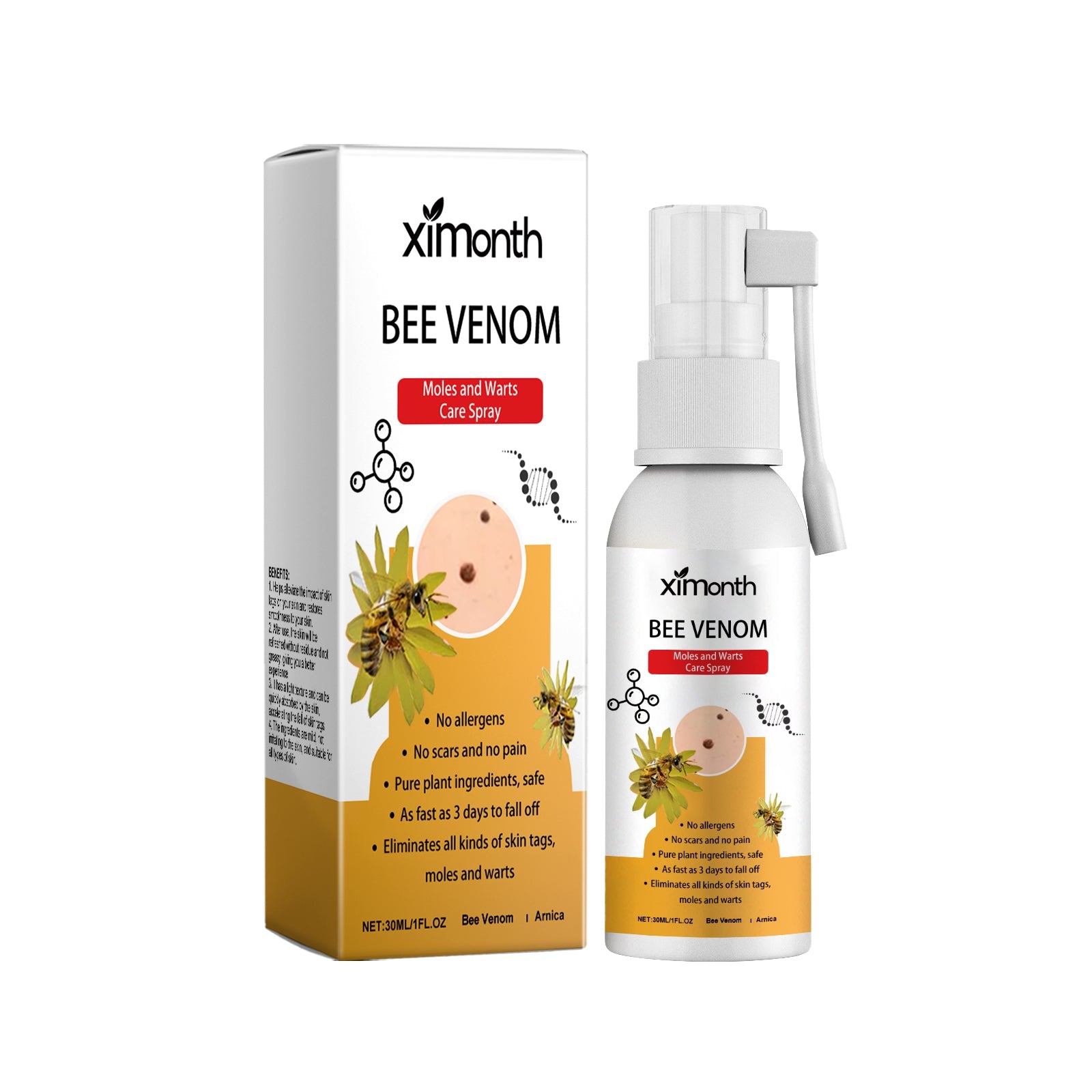Beesvenom Wart & Skin Tag Spray, Natural Body Care, Fast Skin Repair ,30ml