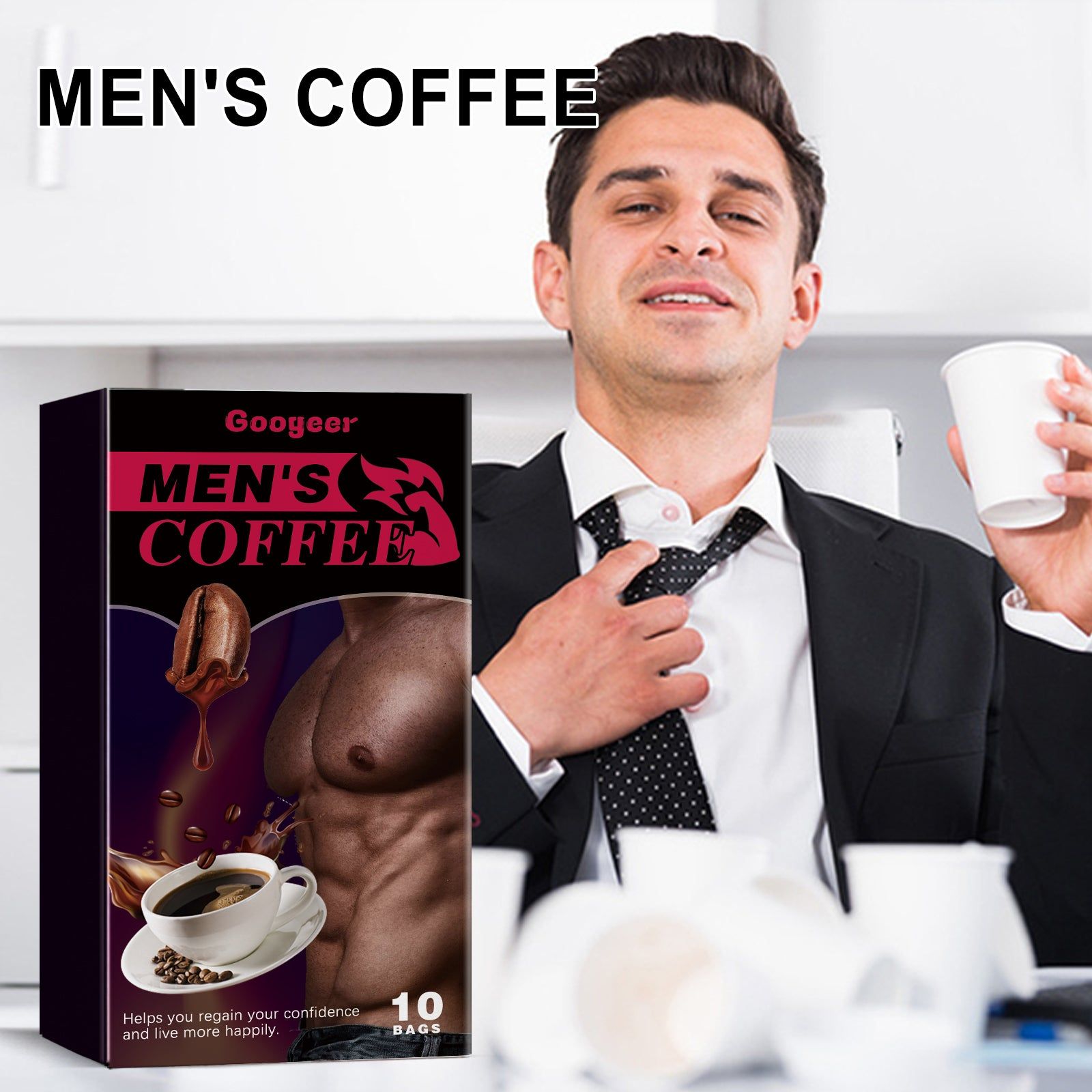 Boost Your Vitality with Men's Coffee, Stress Relief, Energy, Body Care ,10pcs
