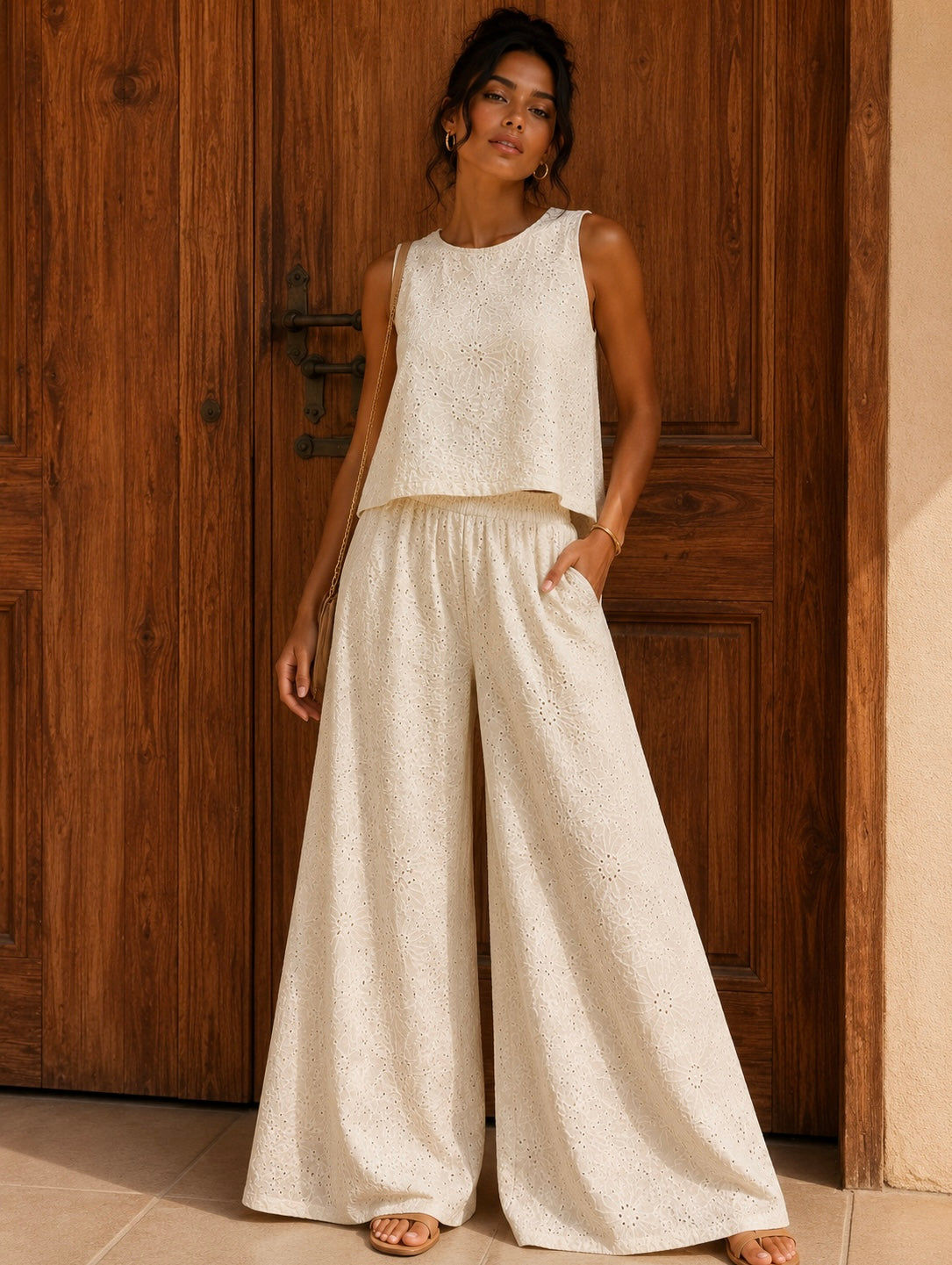 By Rita Raphael Cotton Top & Pants Set