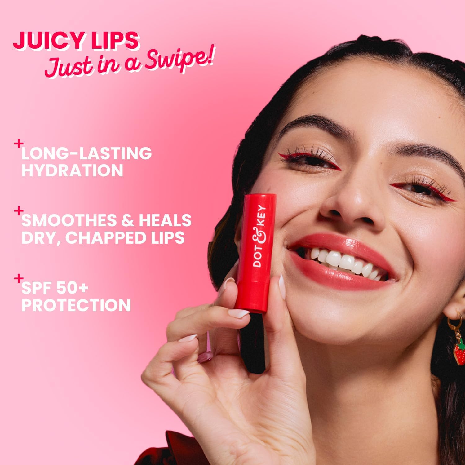 Dot & Key Barrier Repair Hydrating Lip Balm Spf 50 Strawberry Red 4.5 Gm