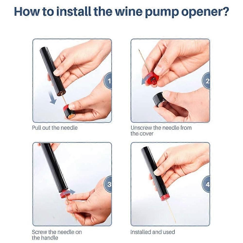 Portable Stainless Steel Air Pump Wine Opener Air Pressure Corkscrew Pin Quick Remover Cork Barware Wine Tools Black(Black)