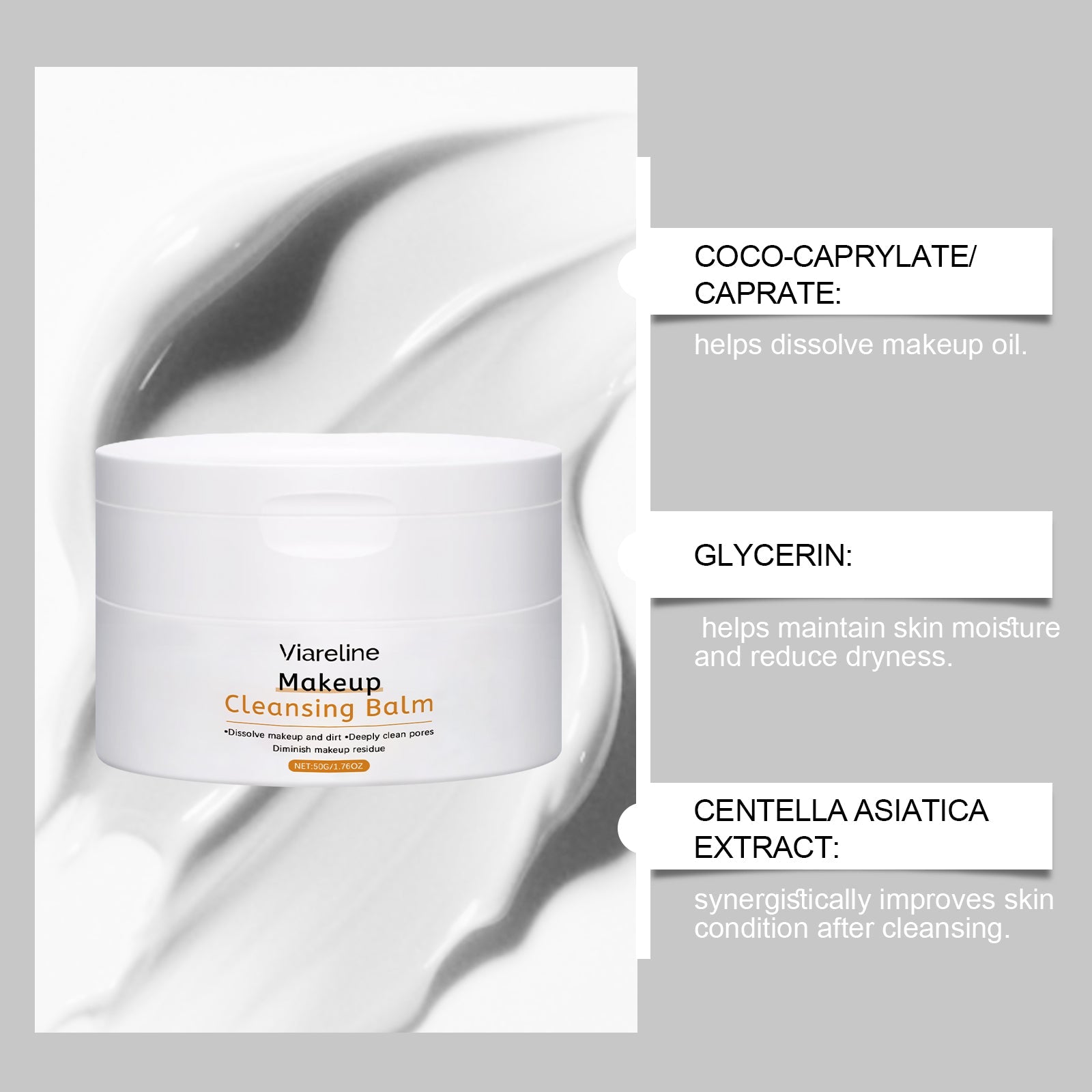 Centella Asiatica Makeup Remover, Gentle Facial Care, Hydrates & Cleanses ,50g