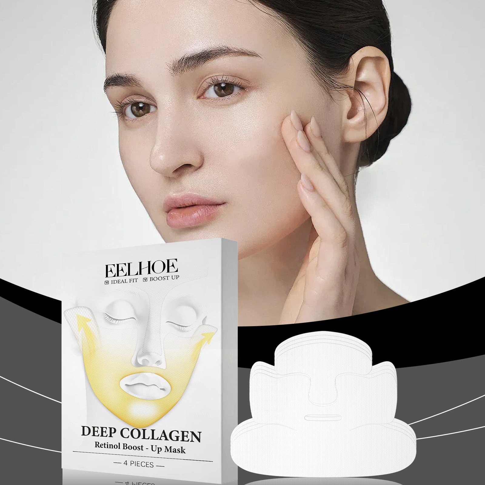 Deep Collagen Retinol Mask for Facial Care, Hydrating, Firming, Anti-Aging, Skin Brightening ,4pcs
