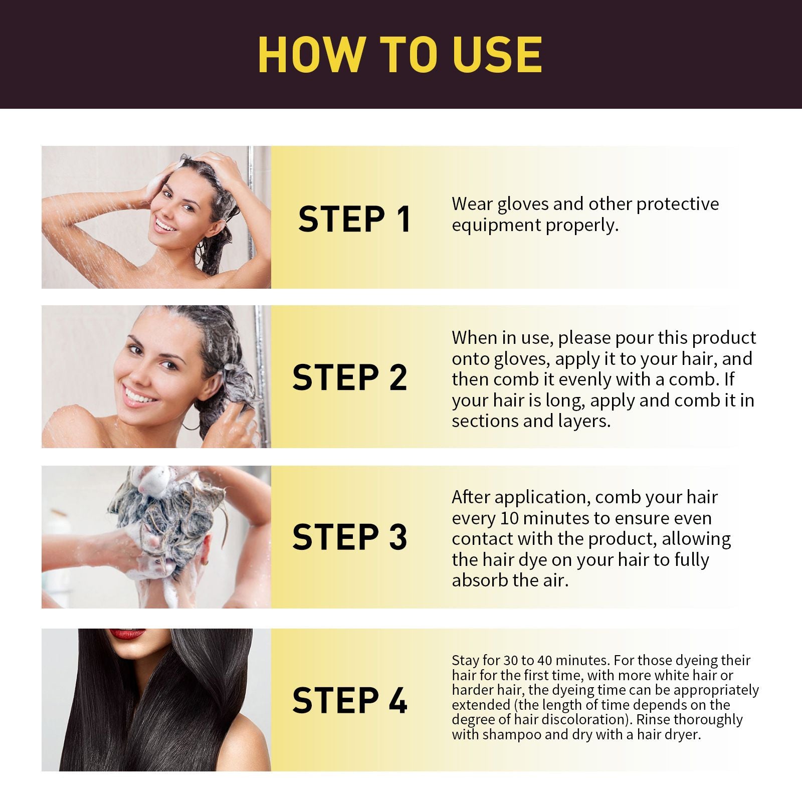 EELHOE Hair Dye Shampoo 100ml, 3-in-1 Color & Care