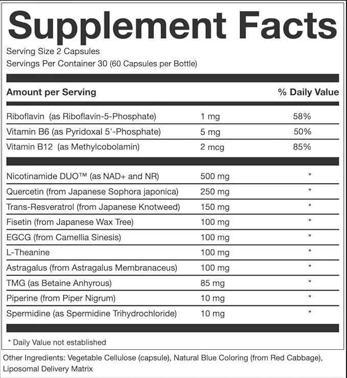 Perpetua.life NAD+ Liposomal Anti Aging Supplement 60 Capsules