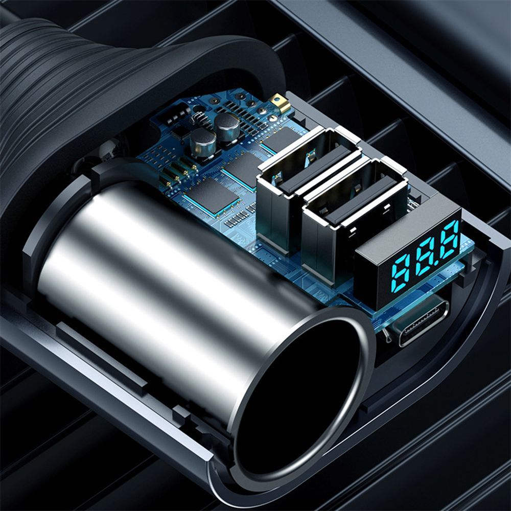 4 In 1 Car Charger Car Cigarette Splitter Fast Charger With LED Voltage Display