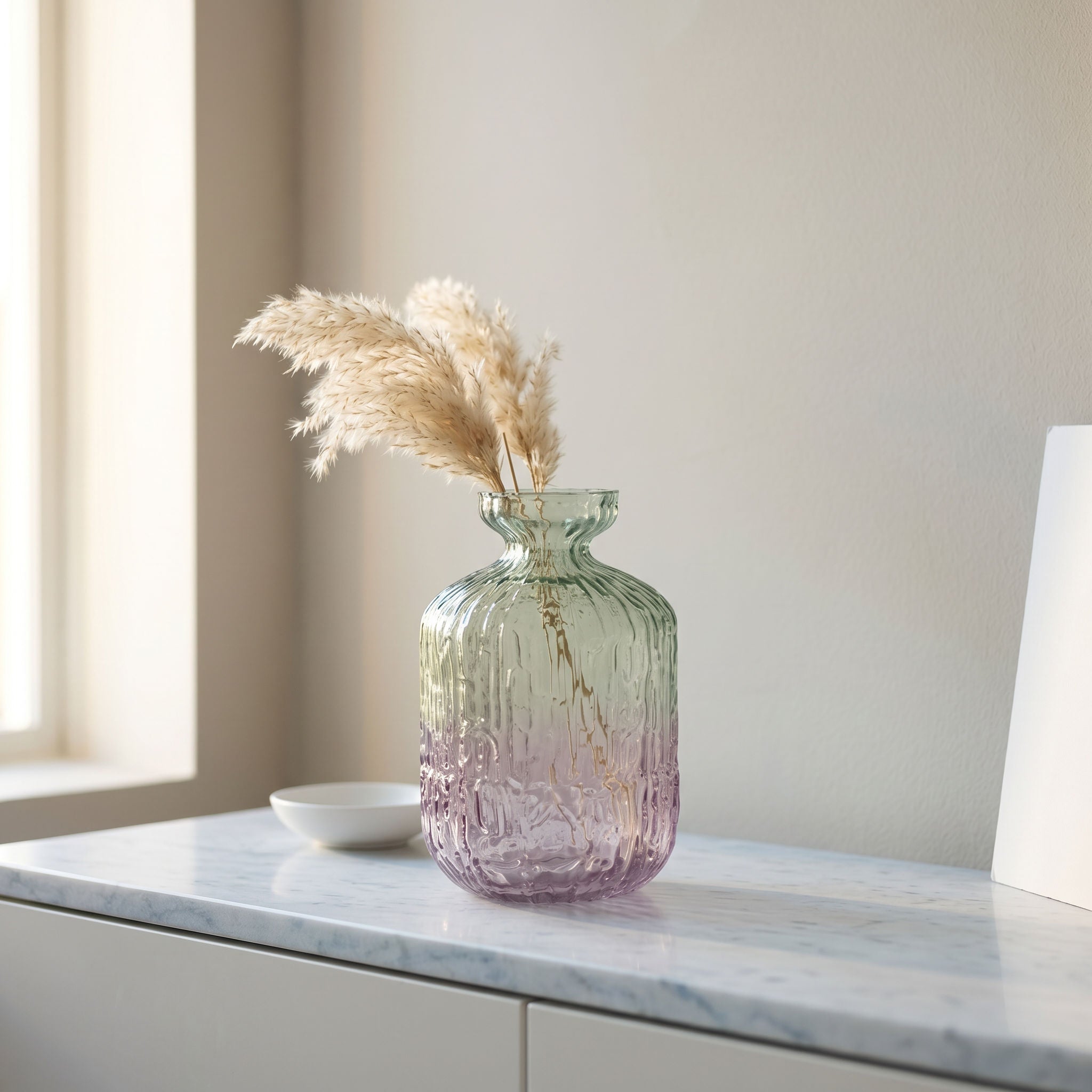 Tati deco Ombre ridged glass vase small
