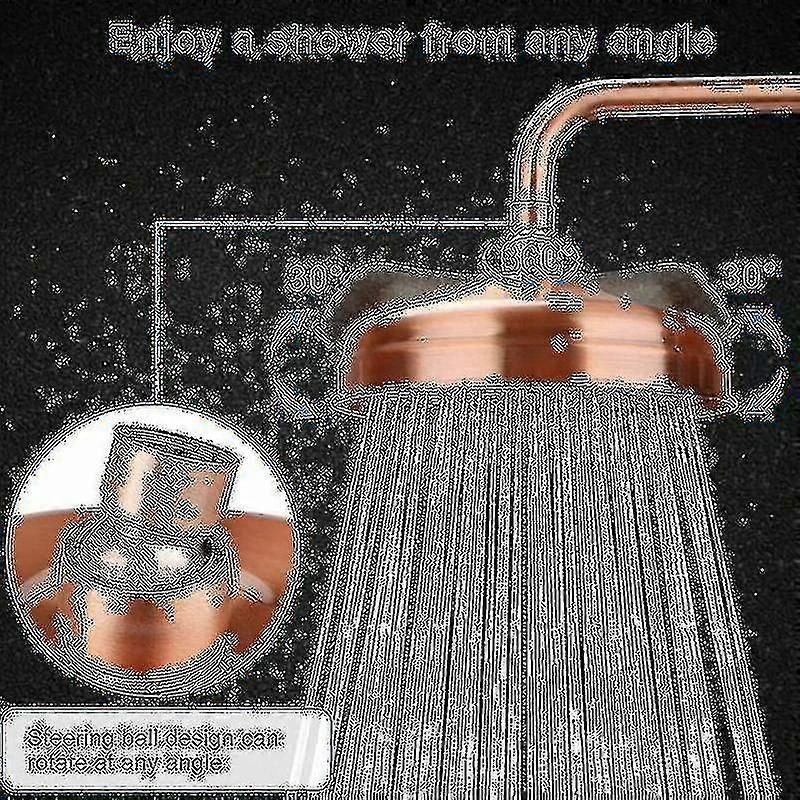 Copper Shower Head, 20cm (8 Inch) Diameter, High Pressure Fixed Shower Head With Adjustable Angle Shower Head Rain Shower Head -bbca zxin