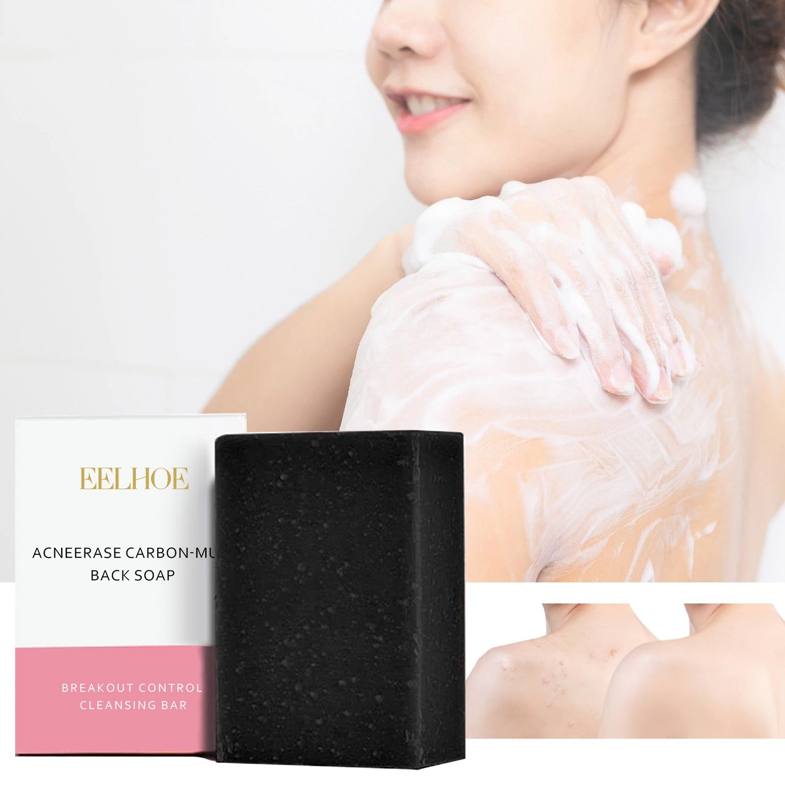 Carbon Clay Back Soap for Skin Care, Brightening, Acne, Dark Spots, Moisturizing ,100g