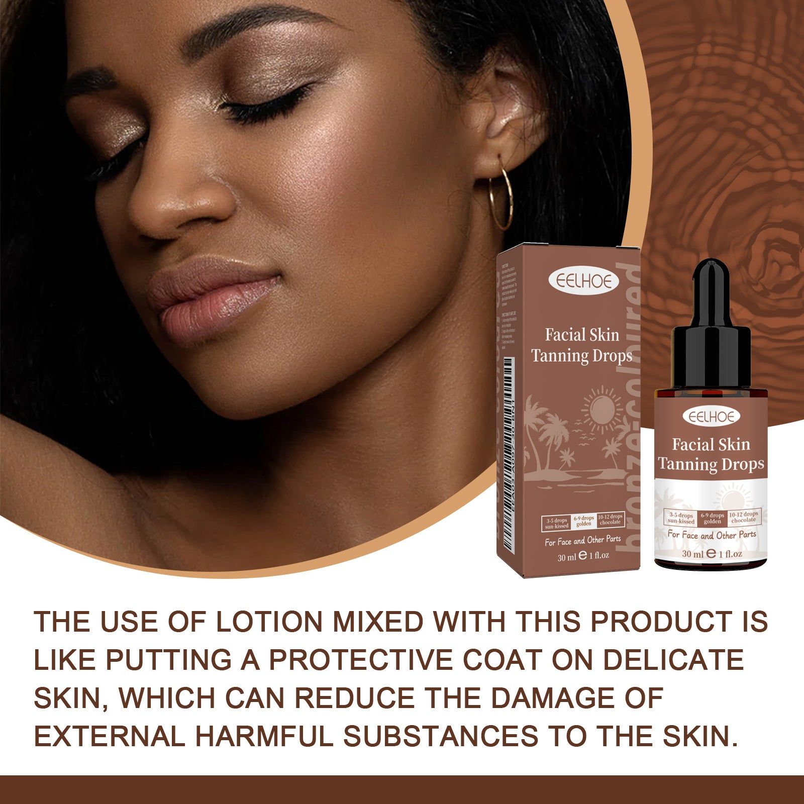 Create a Tan Facial Serum, Natural Sun-Kissed Glow, Safe Outdoor Tanning ,30ml