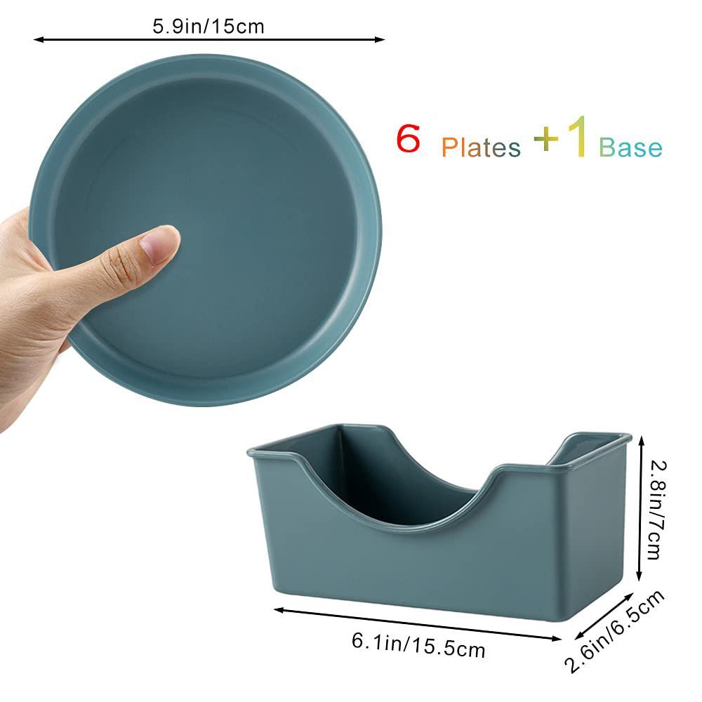 6pcs Appetizer Plates Dessert Plates Salad Fruit Household Dinnerware With Storage Rack