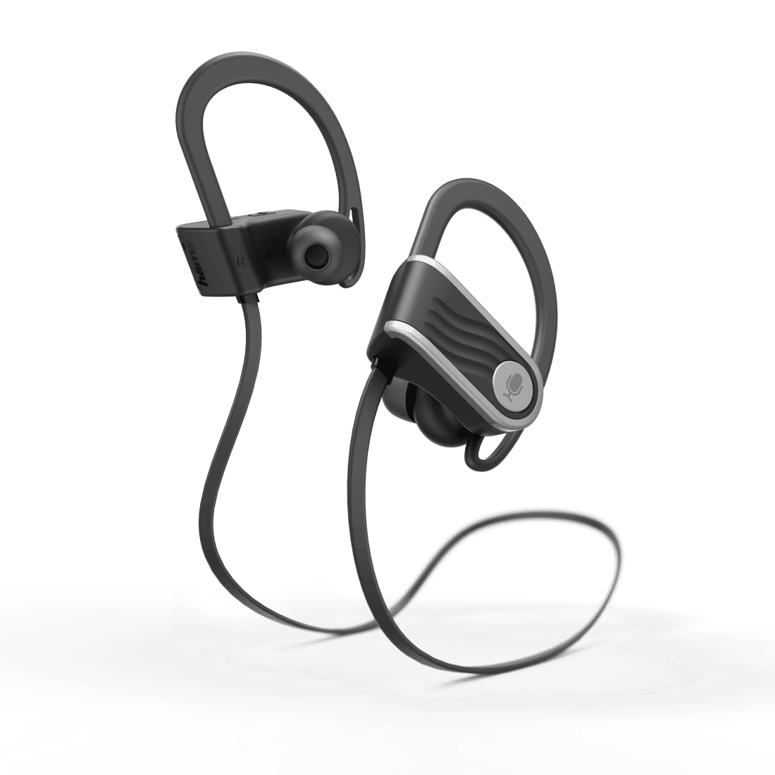 سماعات رأس HAMA 184053 "Voice Sport" Bluetooth®، داخل الأذن، صغيرة الحجم، مع خطاف للأذن، أسود/فضي