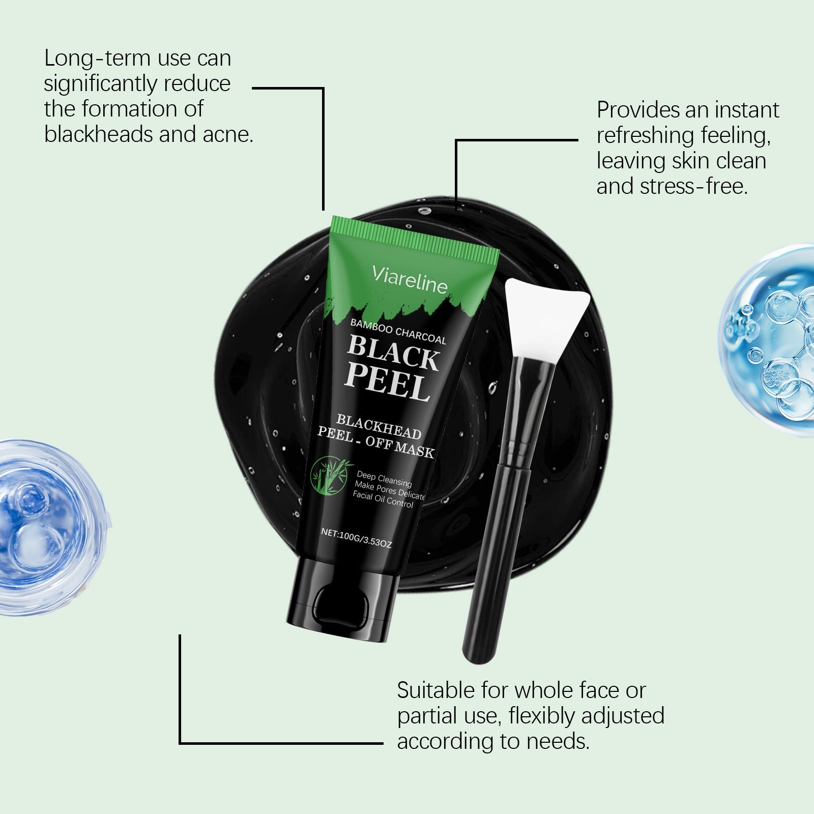 Bamboo Charcoal Cleansing Mask, Deep Pore Detox, Clear Skin, Youthful Glow ,1 set