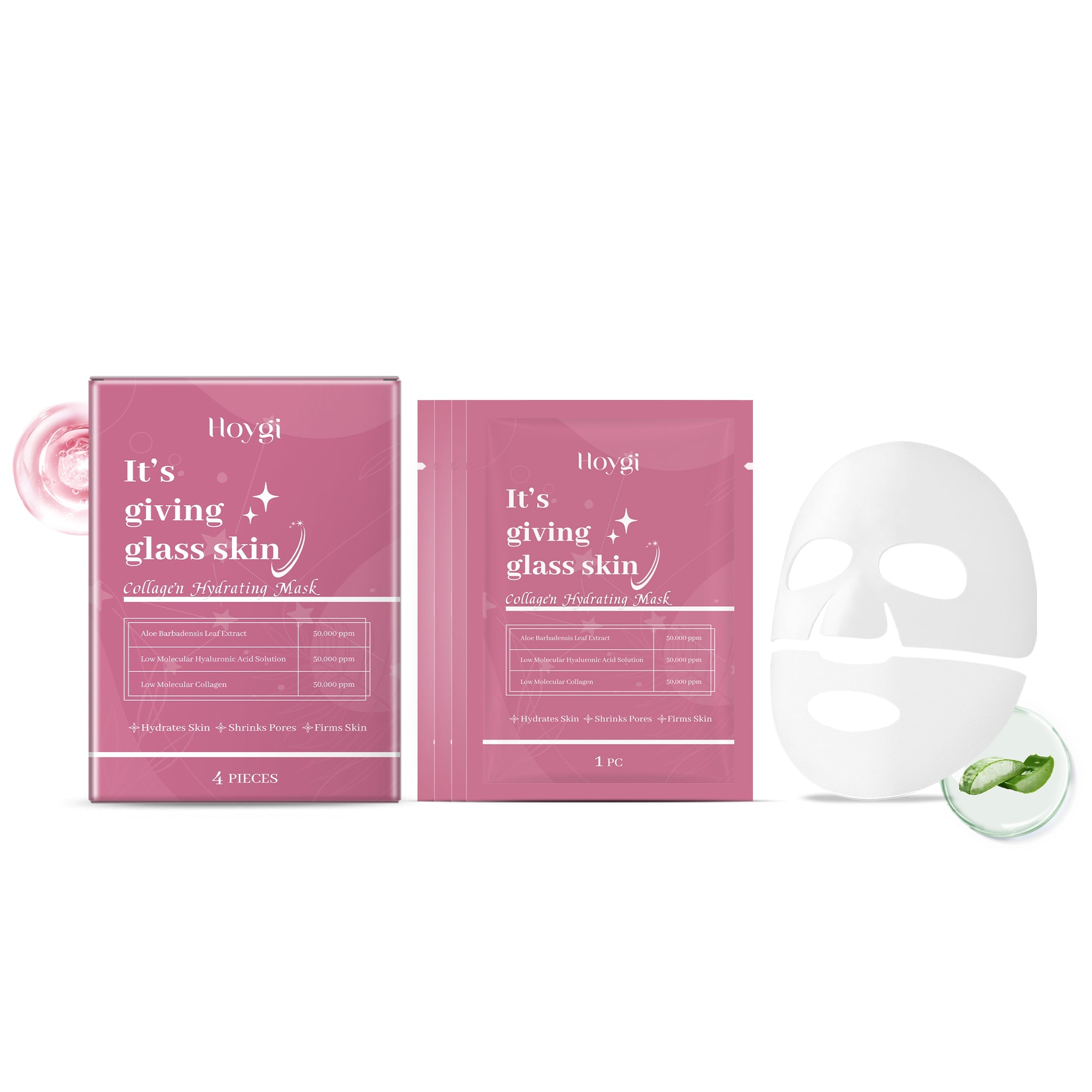 Deep Collagen Hydrating Mask, Moisturizing, Plumping, Skin Glow, Skincare ,4 pieces
