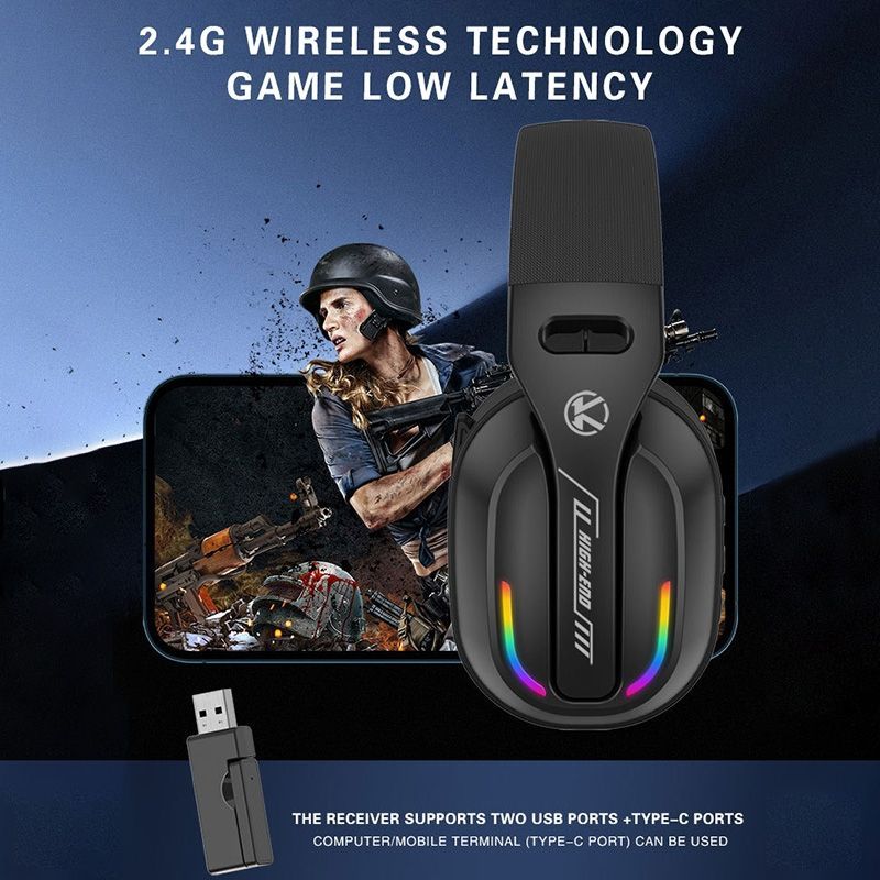 Head-mounted RGB Wireless Bluetooth Headset GT100