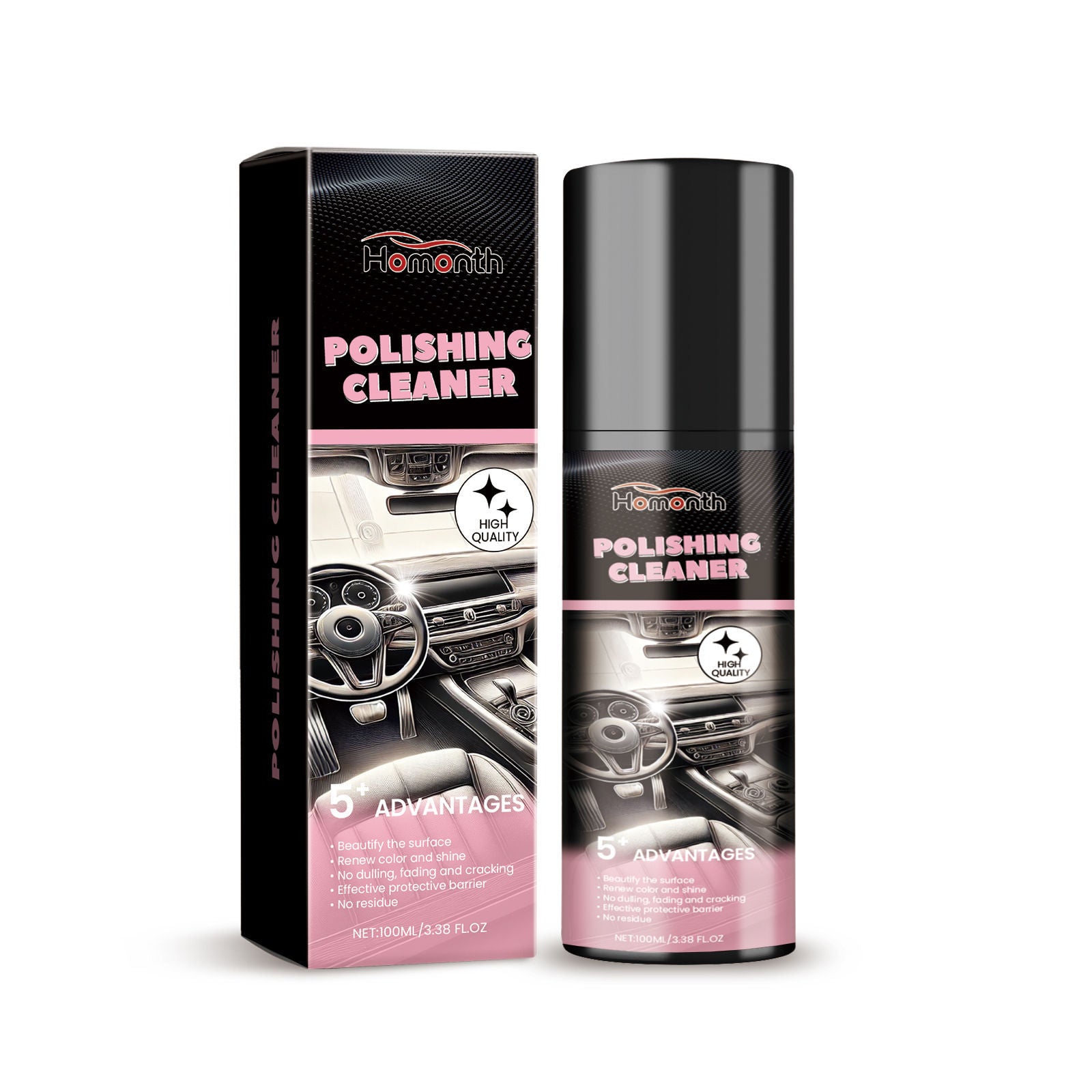 Car Polish Interior Cleaner, Deep Shine, Stain Removal, Easy to Use ,100ml