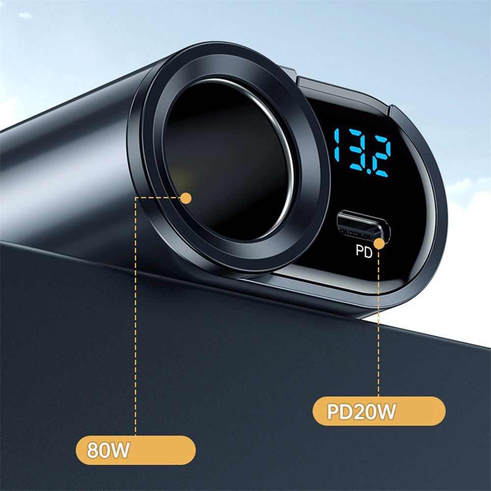 4 In 1 Car Charger Car Cigarette Splitter Fast Charger With LED Voltage Display