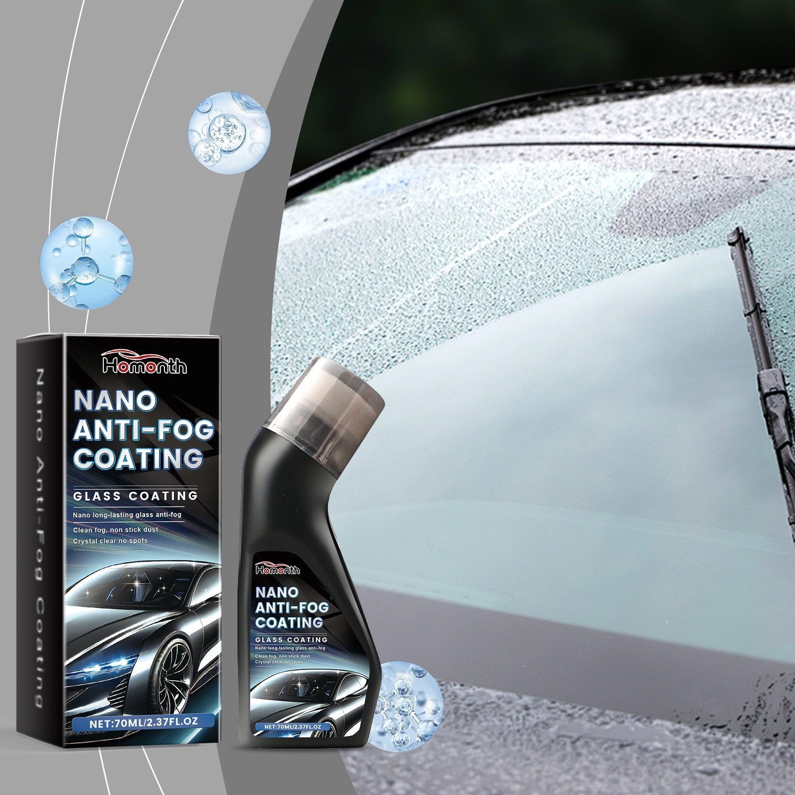 Car Cleaning Windshield Coating, Rainproof & Stain Removal, Clear Vision ,70ml