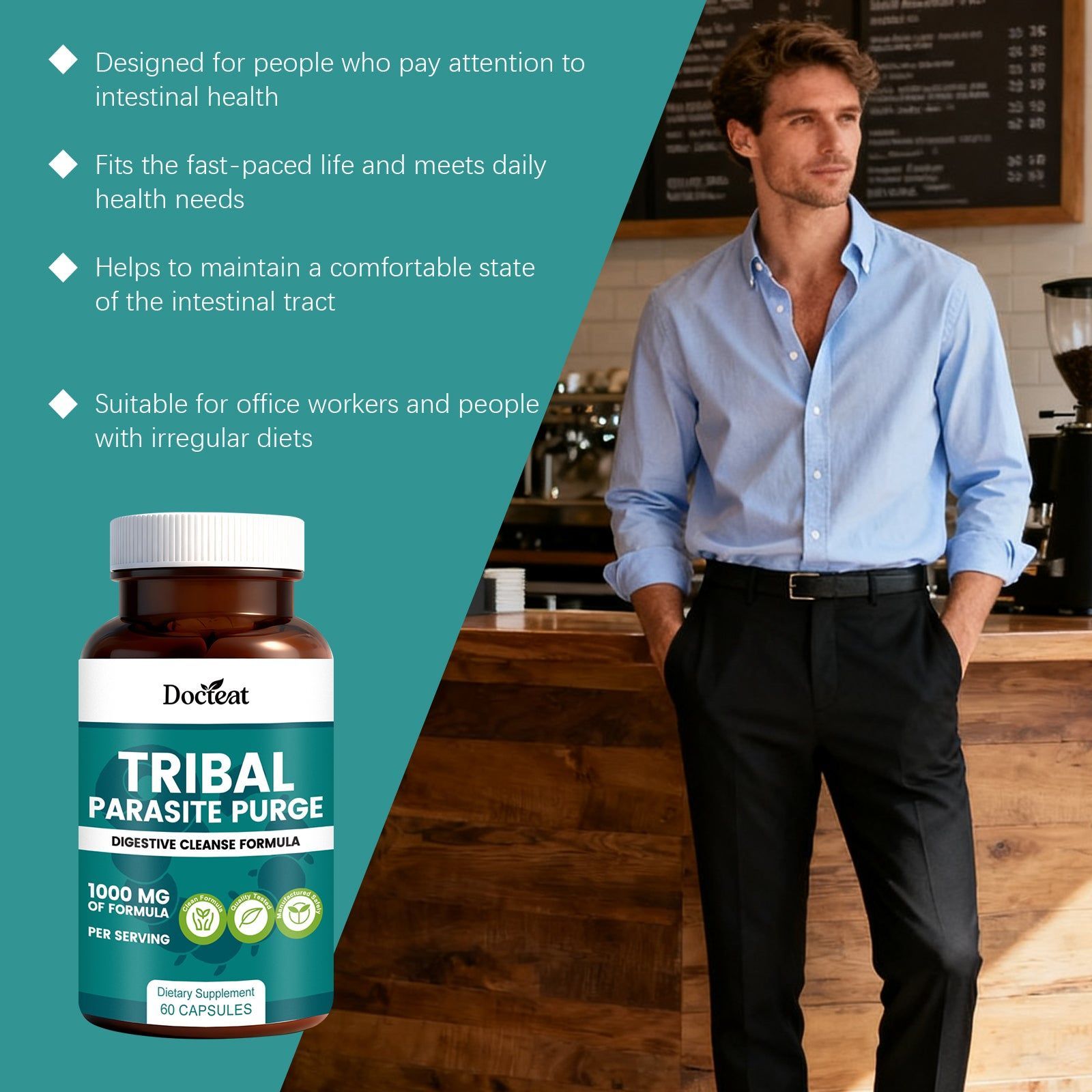Boost Your Body Care, Daily Intestinal Support Capsules with Natural Ingredients ,60 capsules