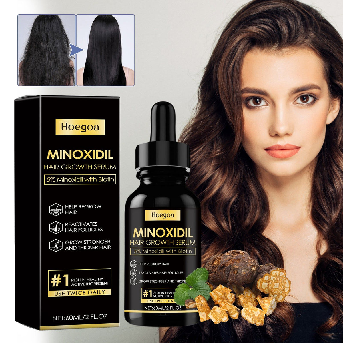 Revitalize Hair Care Essence for Thicker, Healthier, and Shiny Hair, Nourishes Roots ,60ml