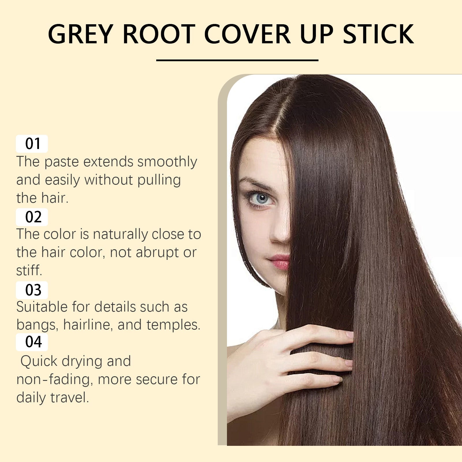 Dark Brown Hair Root Stick, Hair Care, Quick Grey Cover, Portable, Natural Look ,15g