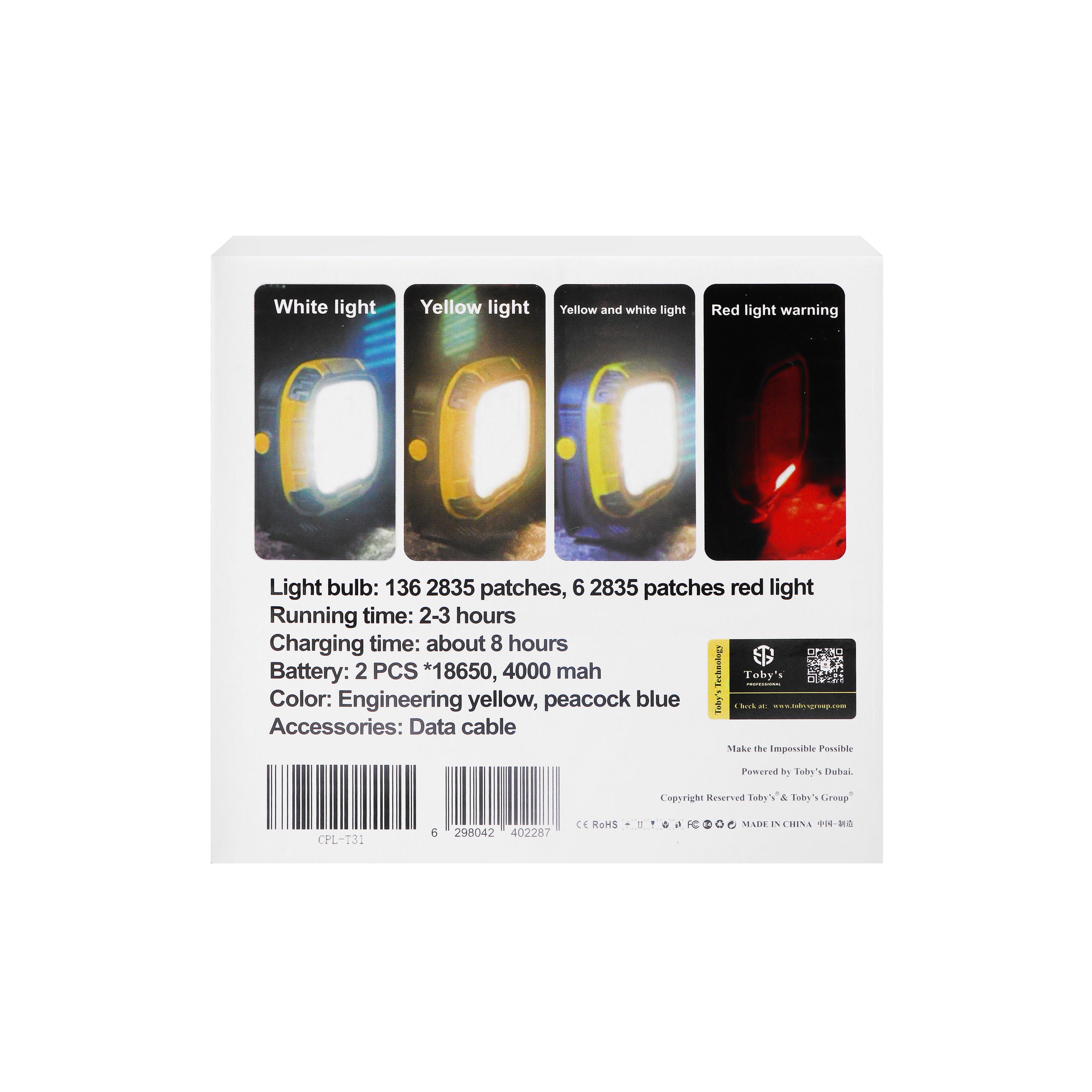 Toby's Professional CPL-T31 Rechargeable LED Camping Light & Work Lamp with Power Bank, Yellow & Black