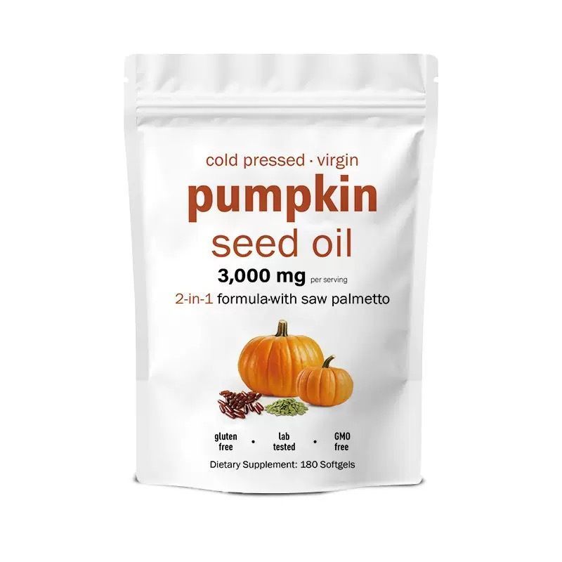 3000mg Pumpkin Seed Oil with Saw Palmetto, Cold-Pressed 2-in-1 Supplement, 180 Softgels Non-GMO Gluten-Free