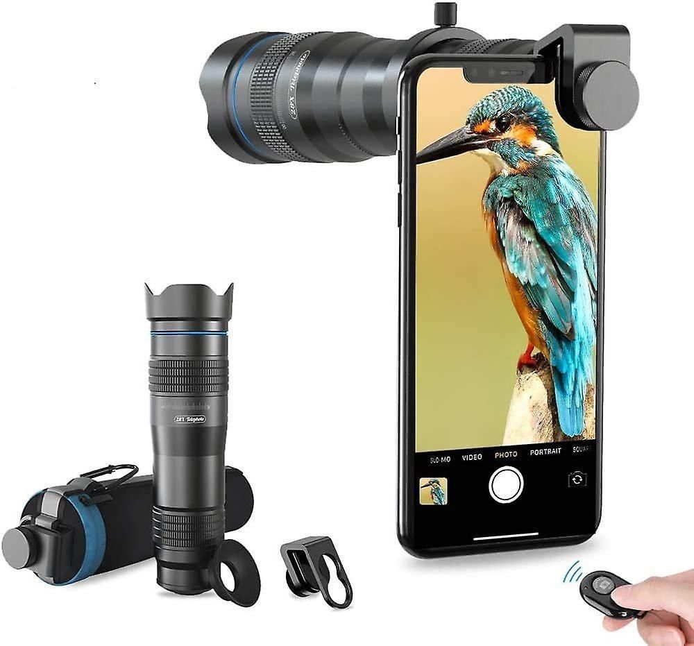 28X HD Telephoto Cell Phone Lens with Shutter for iPhone, Samsung, Huawei, Xiaomi - Universal Long-Focus Metal Monocular Telescope