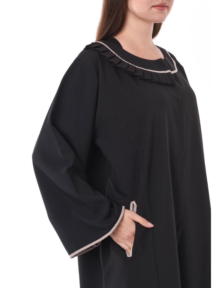 MOiSTREET Black Abaya with Pleated Neck Detailing
