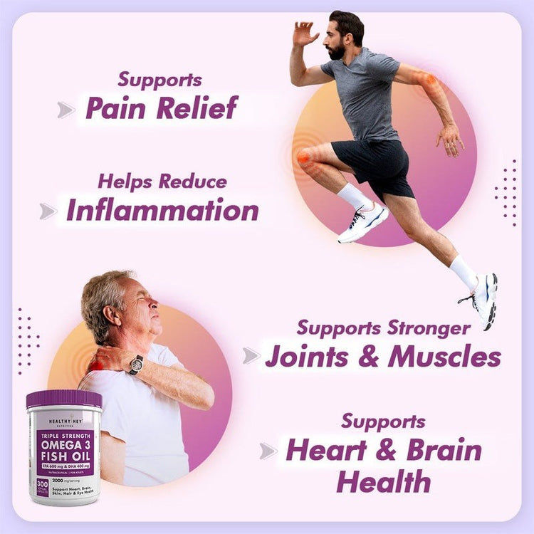 HealthyHey Omega 3 Fish Oil | Omega 3 Fish Oil Capsules For Women and Men - 300 Softgels (EPA 600 - DHA 400)