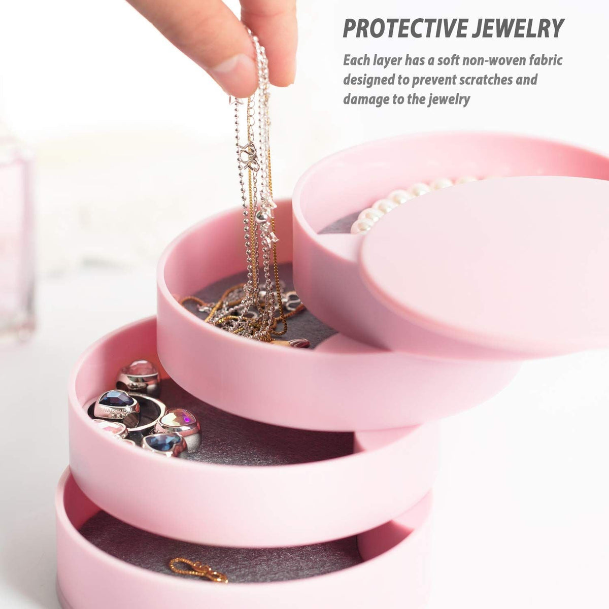 4 Layer Jewelry Organizer Box Jewelry Storage Case Earring Necklace Rings Holder