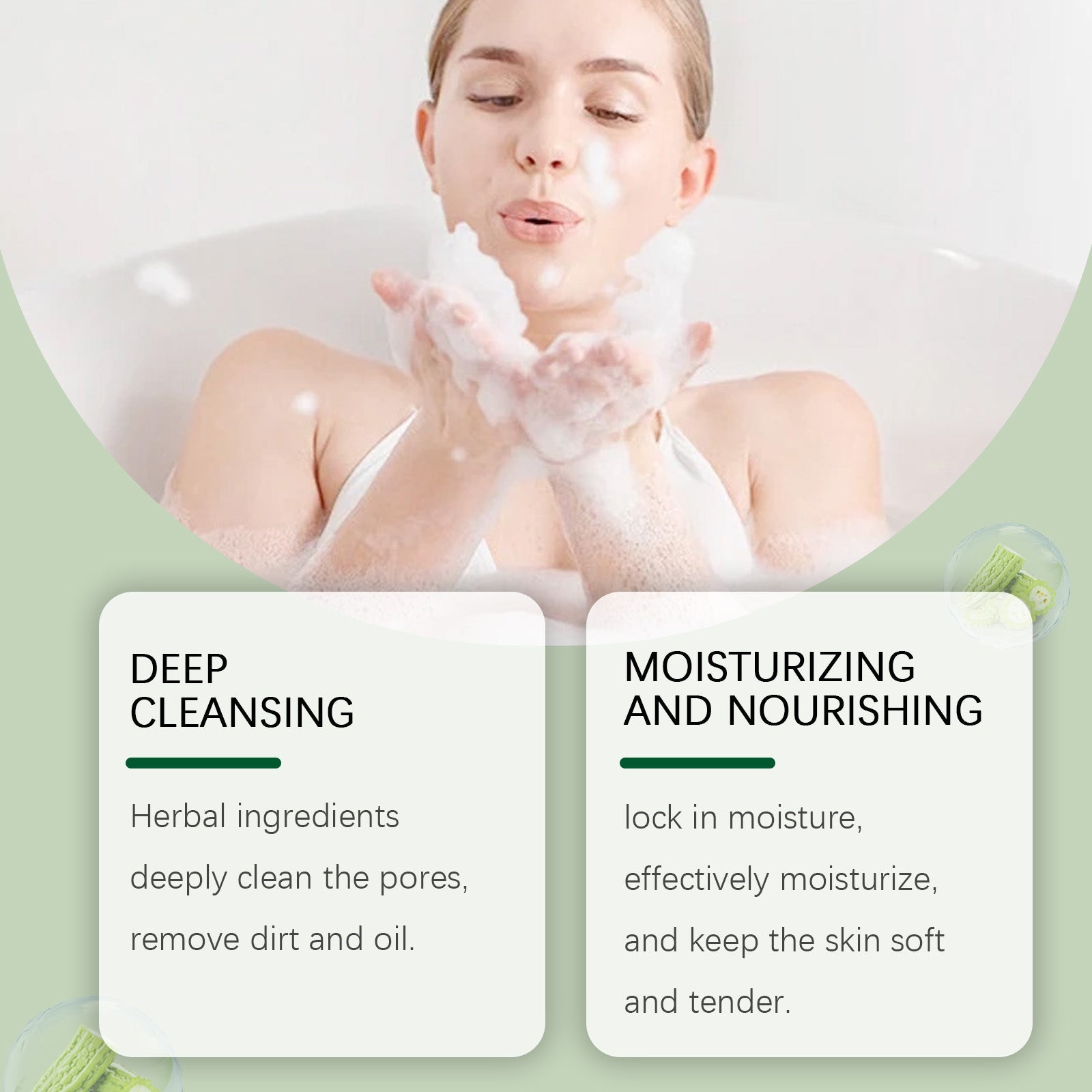 Bitter Gourd Herbal Body Cleansing Soap, Deep Pore Detox, Moisturizes Skin ,60g