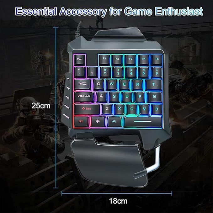 One Hand Gaming Keyboard Mini Mechanical RGB Backlit Keyboard Game Controller