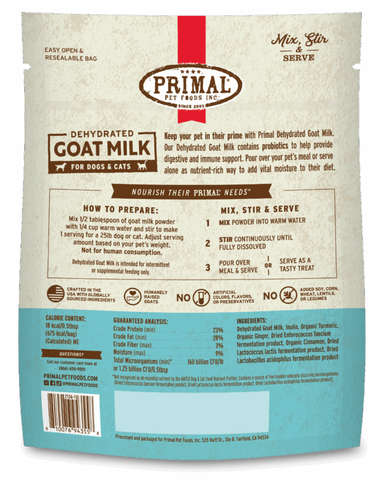 Primal Dehydrated Goat Milk for Dogs and Cats – 5.2oz
