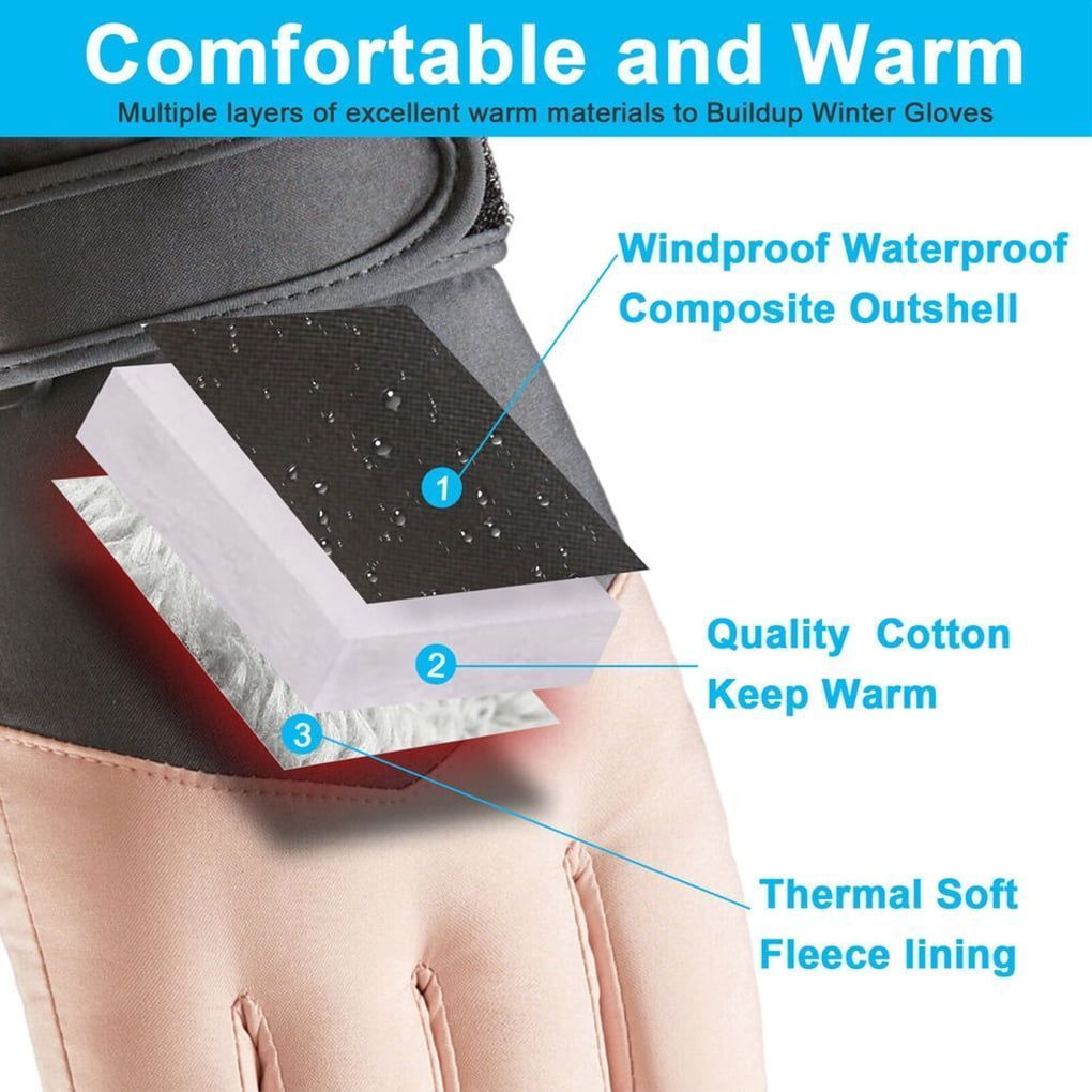 Unisex Winter Gloves Windproof Adjustable Snow Ski Warm Gloves for Cold Weather Outdoor