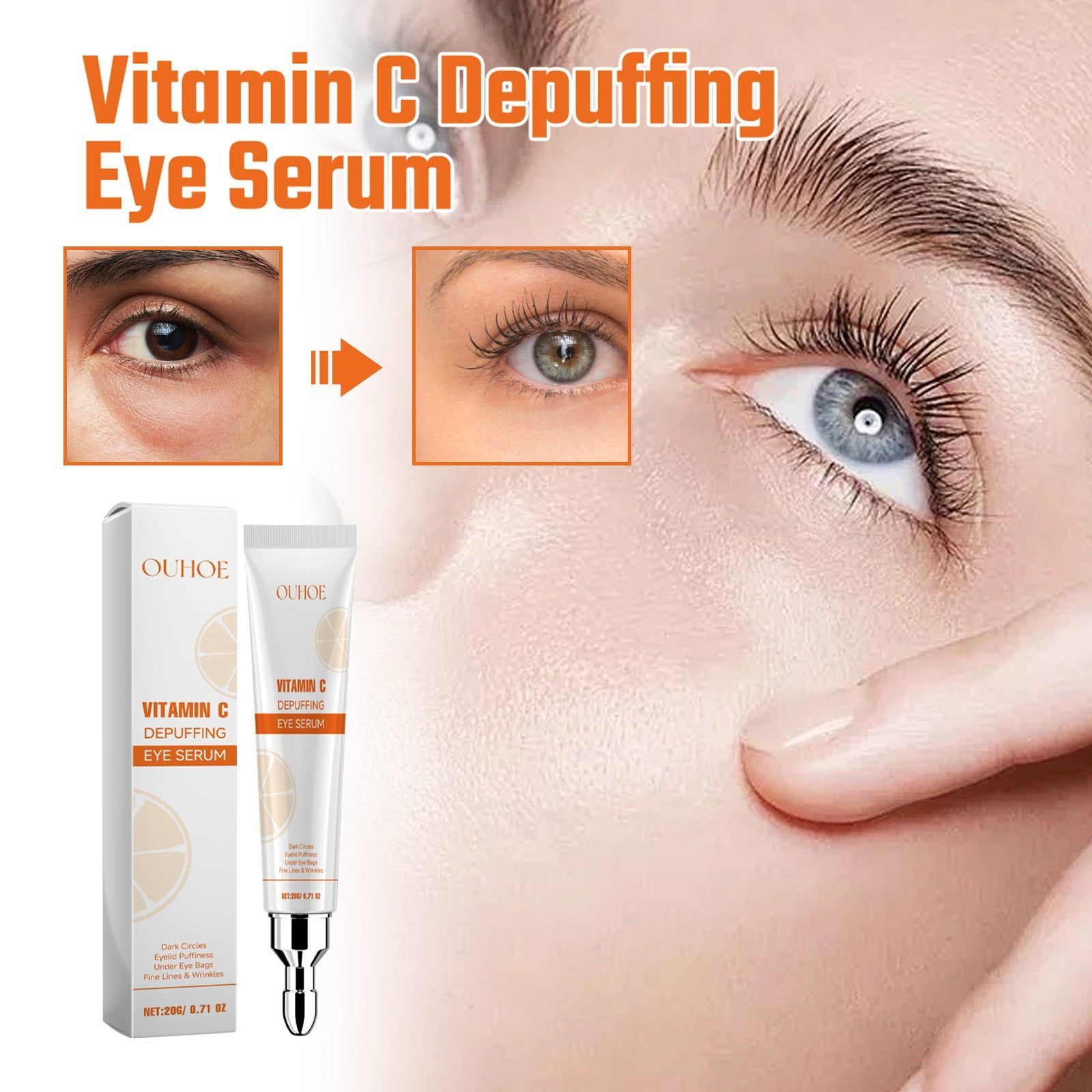 Revitalize Your Eyes with Vitamin C Depuffing Serum, Brighten & Firm, Eye Care ,20g