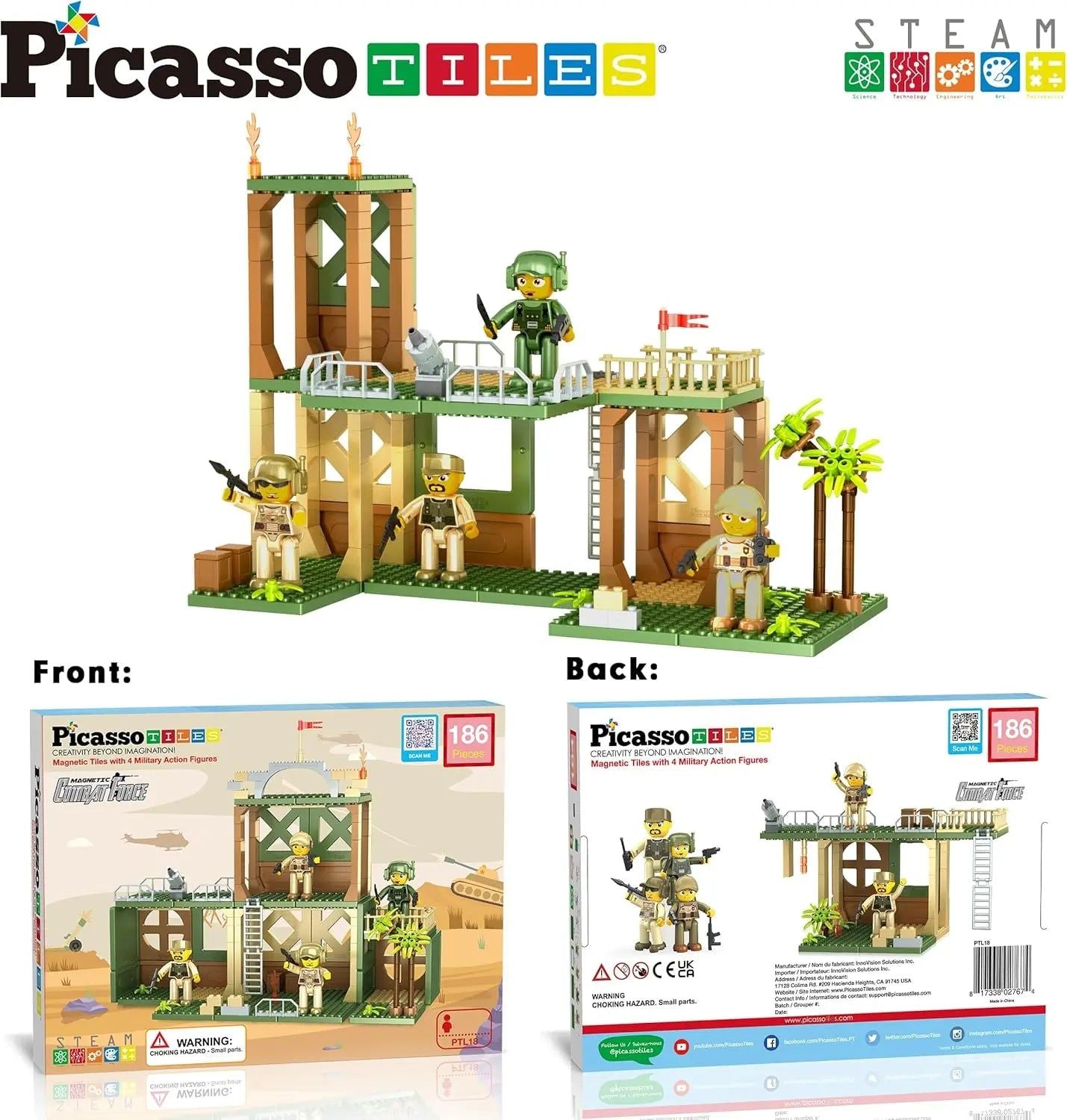 186 Piece Magnetic Military Combat Force Building Set – PicassoTiles