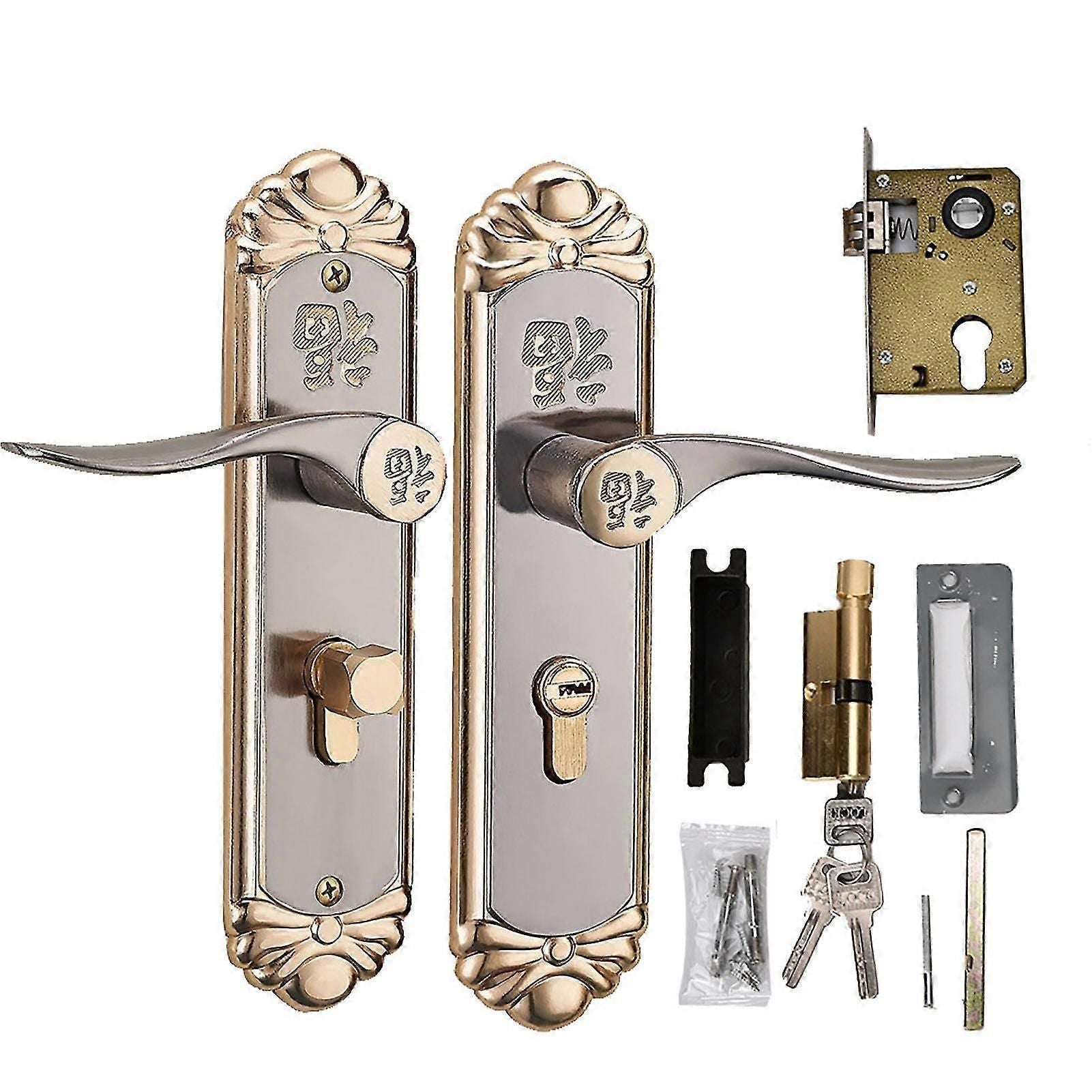 European Durable Indoor Handle Door Lock Cylinder With 3 Keys,water Heat/fire Proof For Indoor Outdoor zxin