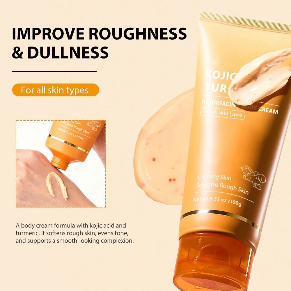 Kojic Acid Turmeric Resurfacing Body Cream - 100g Moisturizing & Brightening Lotion for All Skin Types