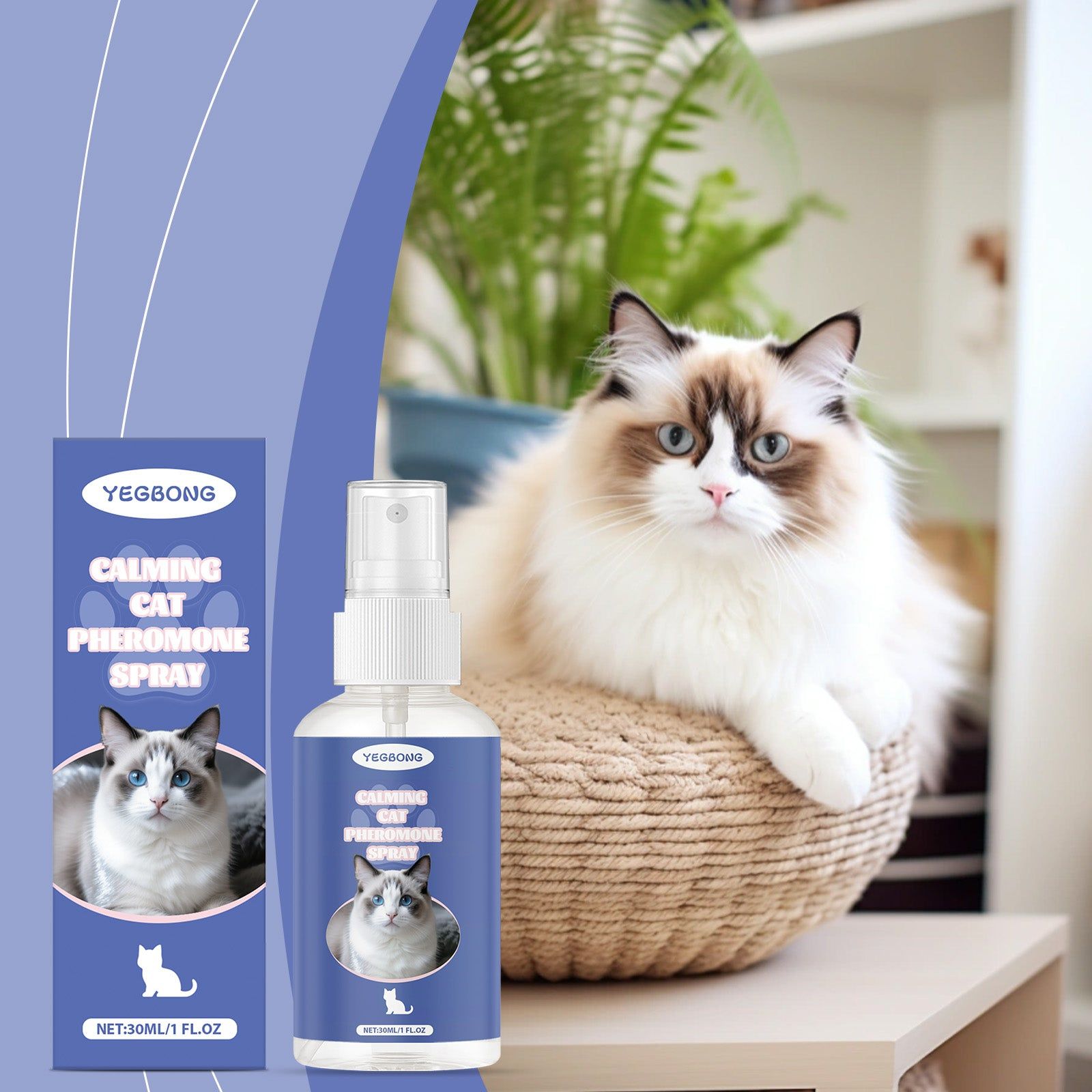 Cat Care Spray, Calm Anxiety, Pheromone Comfort, Reduce Scratching ,30ml/box