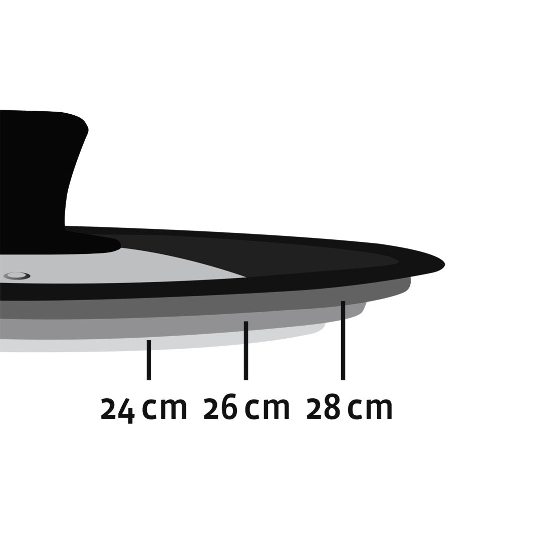 XAVAX 111545 غطاء عالمي مع فتحة تهوية للبخار للأواني والمقالي، 24، 26، 28 سم، زجاج