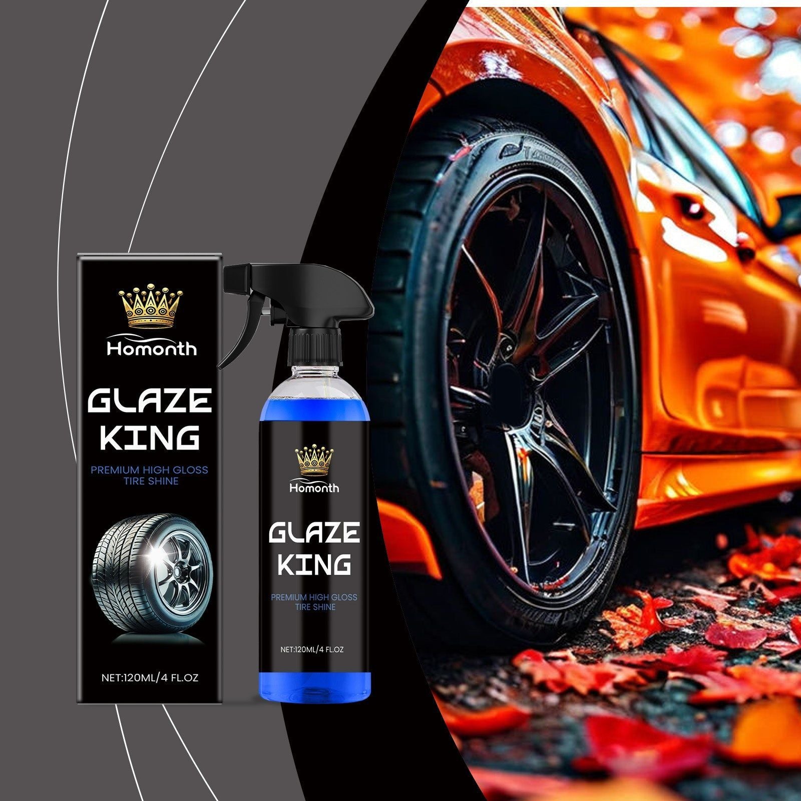 Tire Gloss Spray, Waterproof Car Cleaning, Fast Dust Glazing, Non-Stick, UV Protection ,120ml