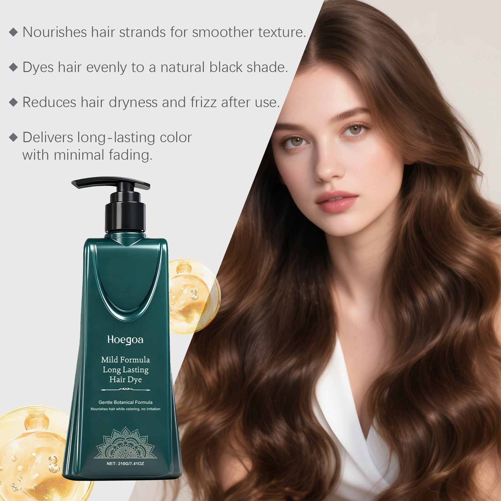 Black Hair Cream, Natural Color, Nourishing, Frizz Control, Portable ,210g