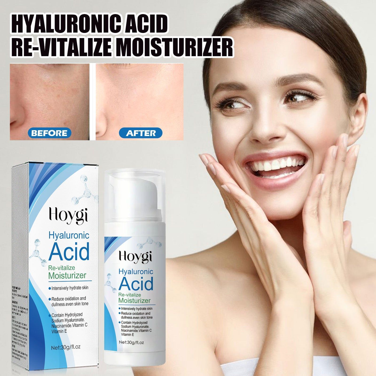 Hydrating Hyaluronic Acid Cream, Brightening, Replenishing, Anti-Aging, Skin Glow ,30g