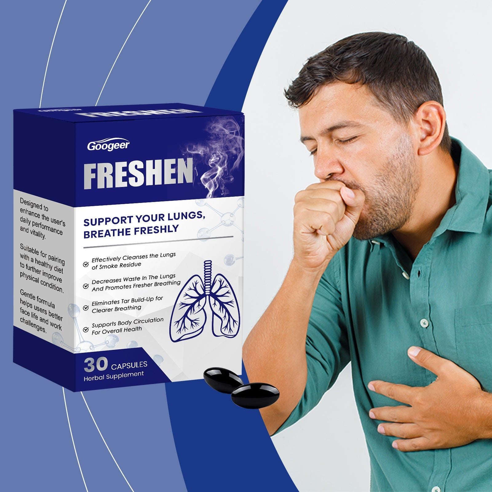 Boost Lung Health Naturally, Body Care Supplement for Better Breathing ,30pcs