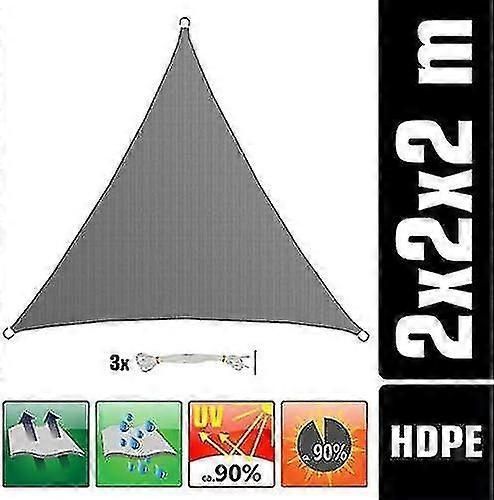 2x2x2 M Hdpe Triangle Solar Protection - Balcony Garden Cover Gray zxin