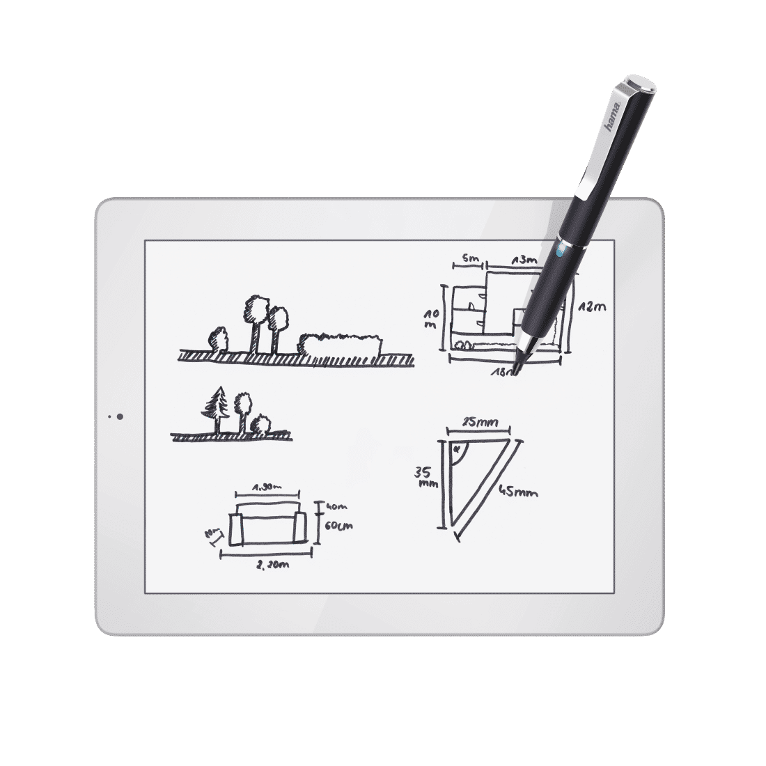 قلم إدخال Hama 108396 "Active Fineline" برأس رفيع 2.5 مم للأجهزة اللوحية